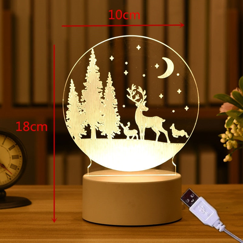 Christmas Decorations for Home Christmas 3D Acrylic Night Light