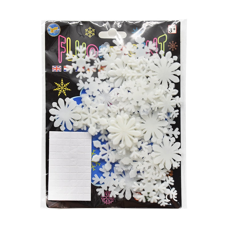 50Pcs Luminous Snowflake Wall Stickers Glow In The Dark Decal