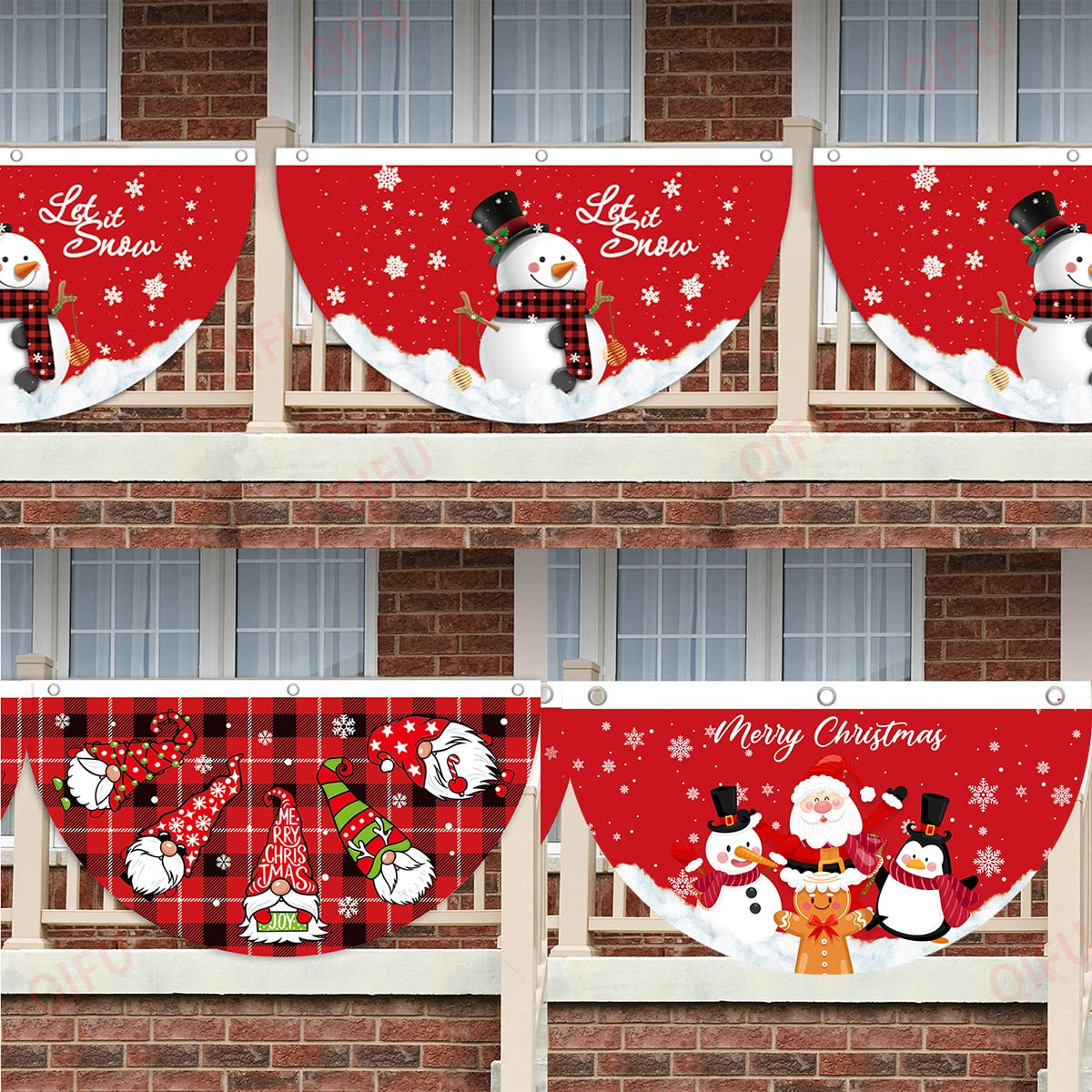 Christmas Outdoor Fan-shaped Flag Banner