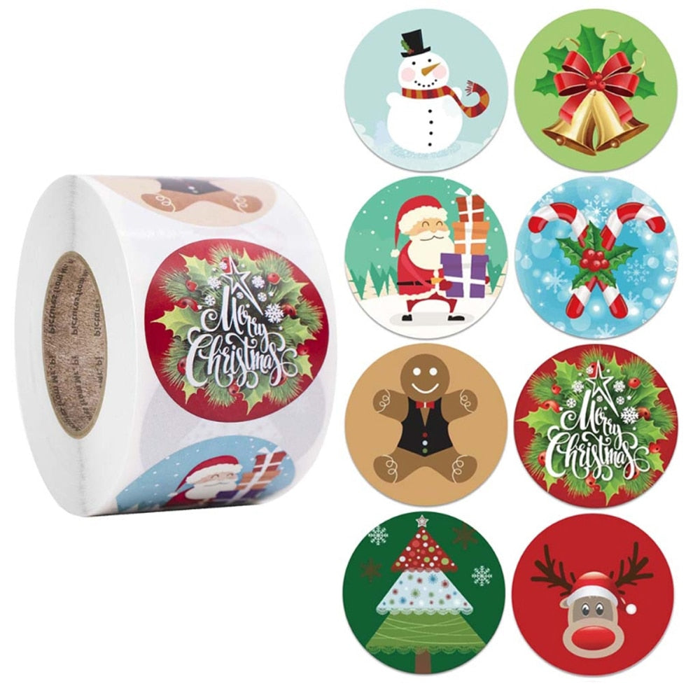 100-500pcs Merry Christmas Stickers for Christmas Decor