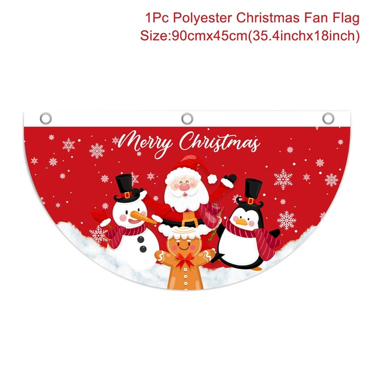 Christmas Outdoor Fan-shaped Flag Banner