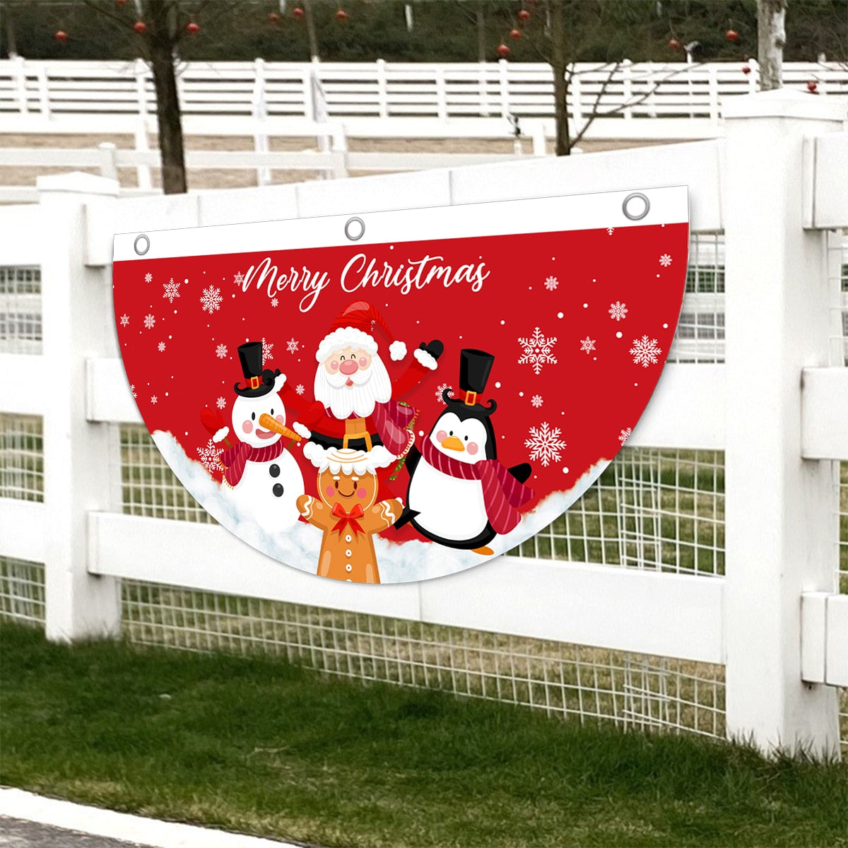 Christmas Outdoor Fan-shaped Flag Banner